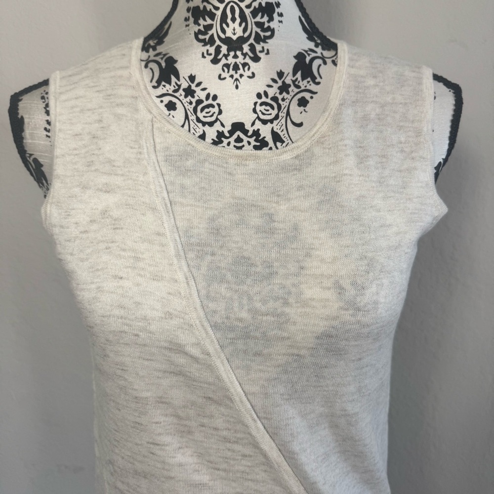 Ann Taylor Loft Women’s Sleeveless Knit Top Wrap Front Size S Beige - Picture 2 of 6